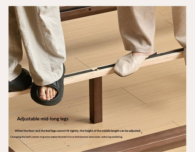 Beech Solid Wood Platform Bed, Headboard-Free Bed