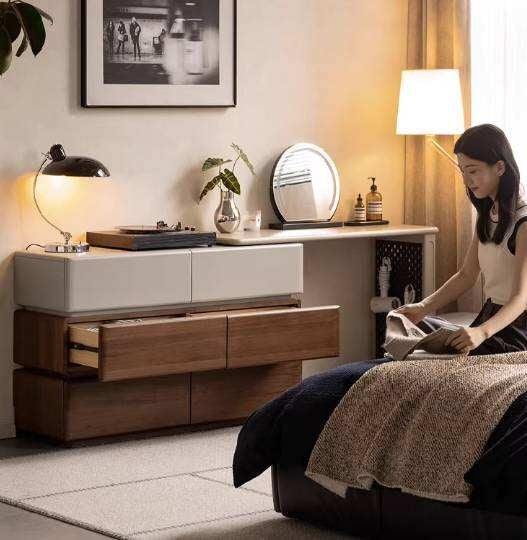 Black Walnut, Poplar Solid Wood Vanity Table Modern Italian Design