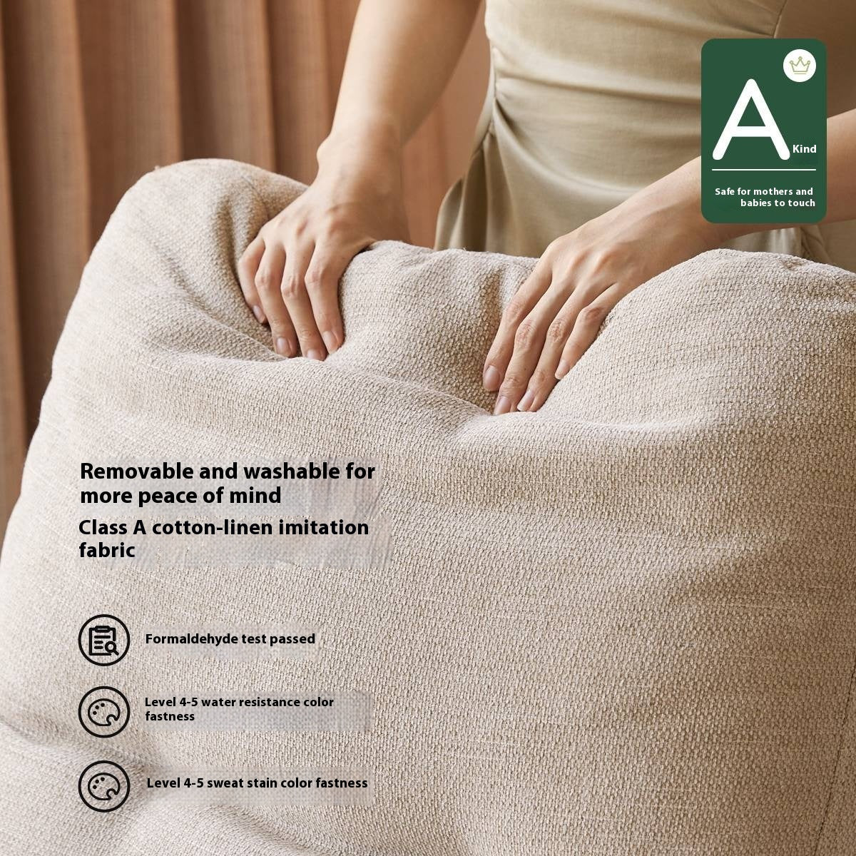 Ash Solid Wood Fabric Reclining Foldable Lounge armChair