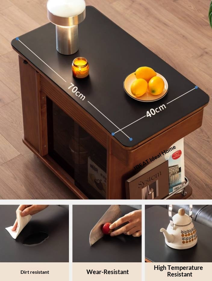 Poplar Solid Wood Elevating Rock Board Side Table