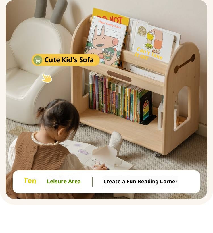 Poplar Solid Wood Movable Kids Cabinet