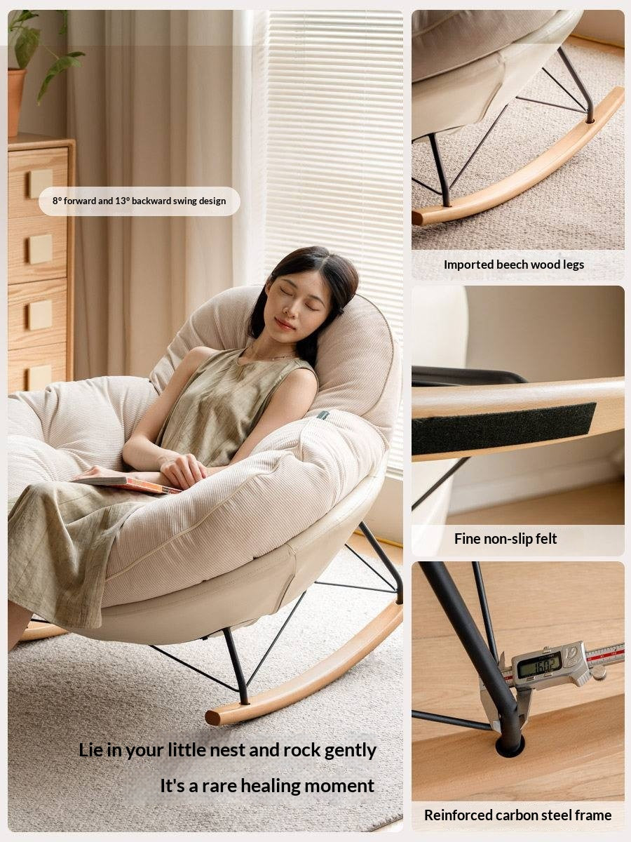 Beech Solid Wood Technology Cloth Casual Rocking Recliner Chair