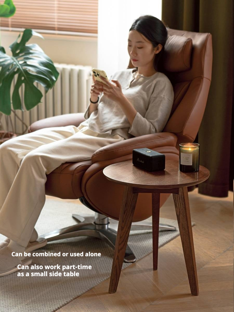 Oak, Solid Rubberwood Round Coffee Table Combination