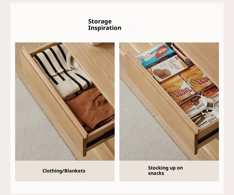 Ash, Oak Solid Wood Wabi-sabi Style Chest Of Drawers