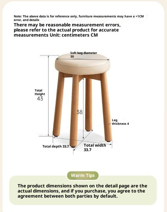 Solid Rubberwood Modern Soft Makeup Stool