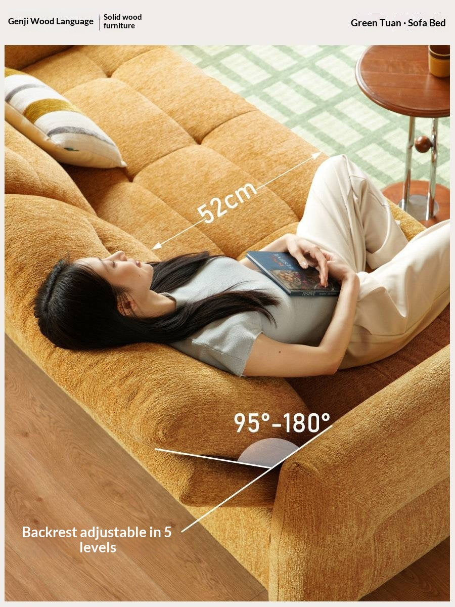 Chenille Sleeper Sofa with Pull-Out Bed Extension