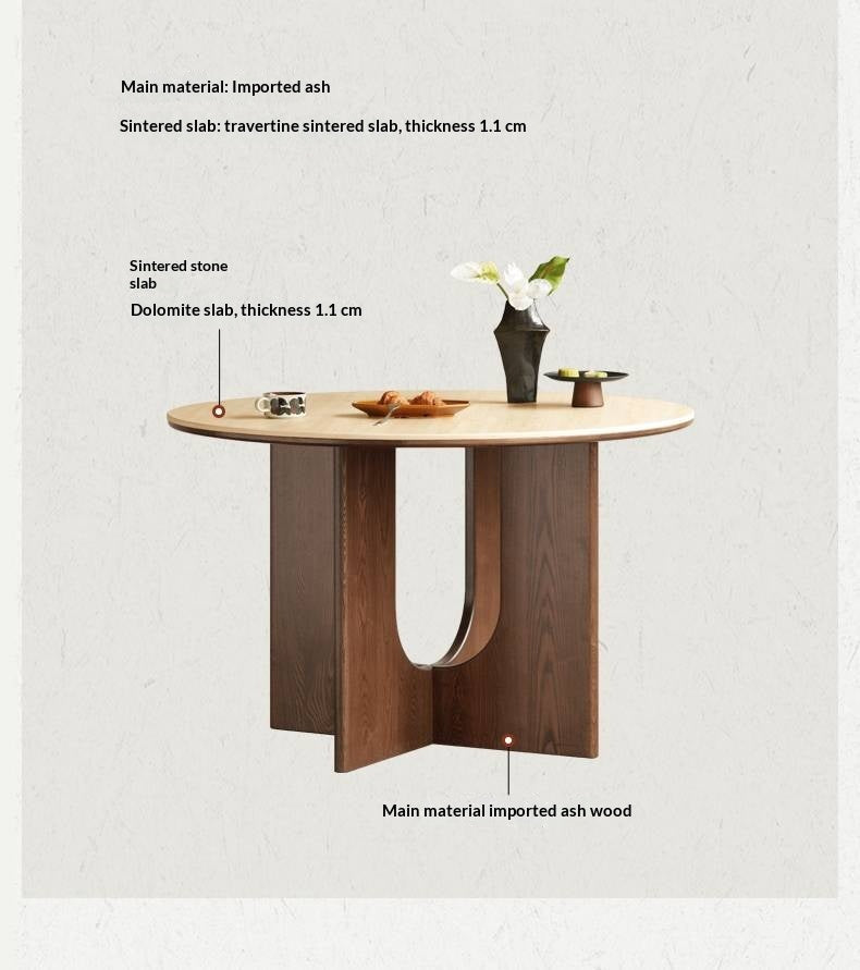 Ash Solid Wood Vintage Style Dining Table