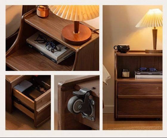 Black Walnut Solid Wood Italian Light Luxury Nightstand