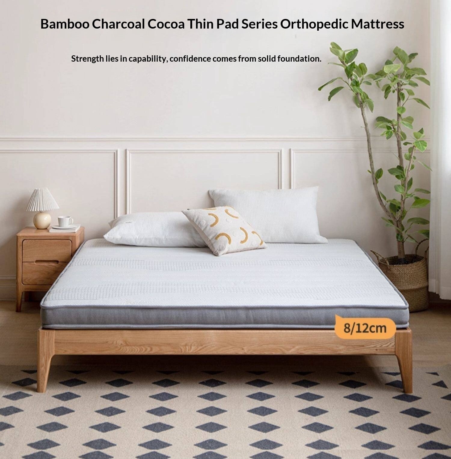 Eco-Friendly Coconut Palm and Bamboo Charcoal Latex Mattress — Zero-Glue, Antibacterial, Breathable, Thin Design