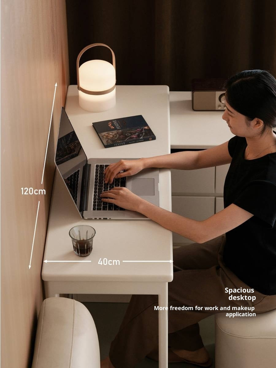 Solid Rubberwood White Cream Vanity Table