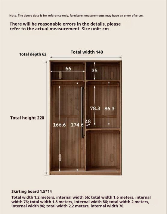 Black Walnut Solid Wood Sliding Door Wardrobe