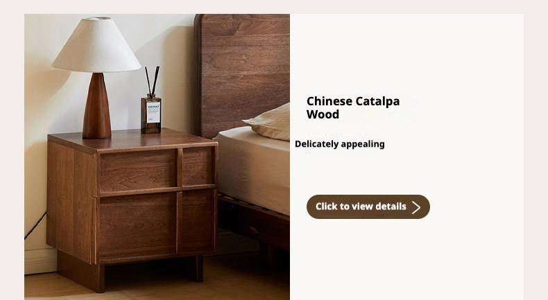 Ash Solid Wood Wabi-Sabi Style Nightstand.