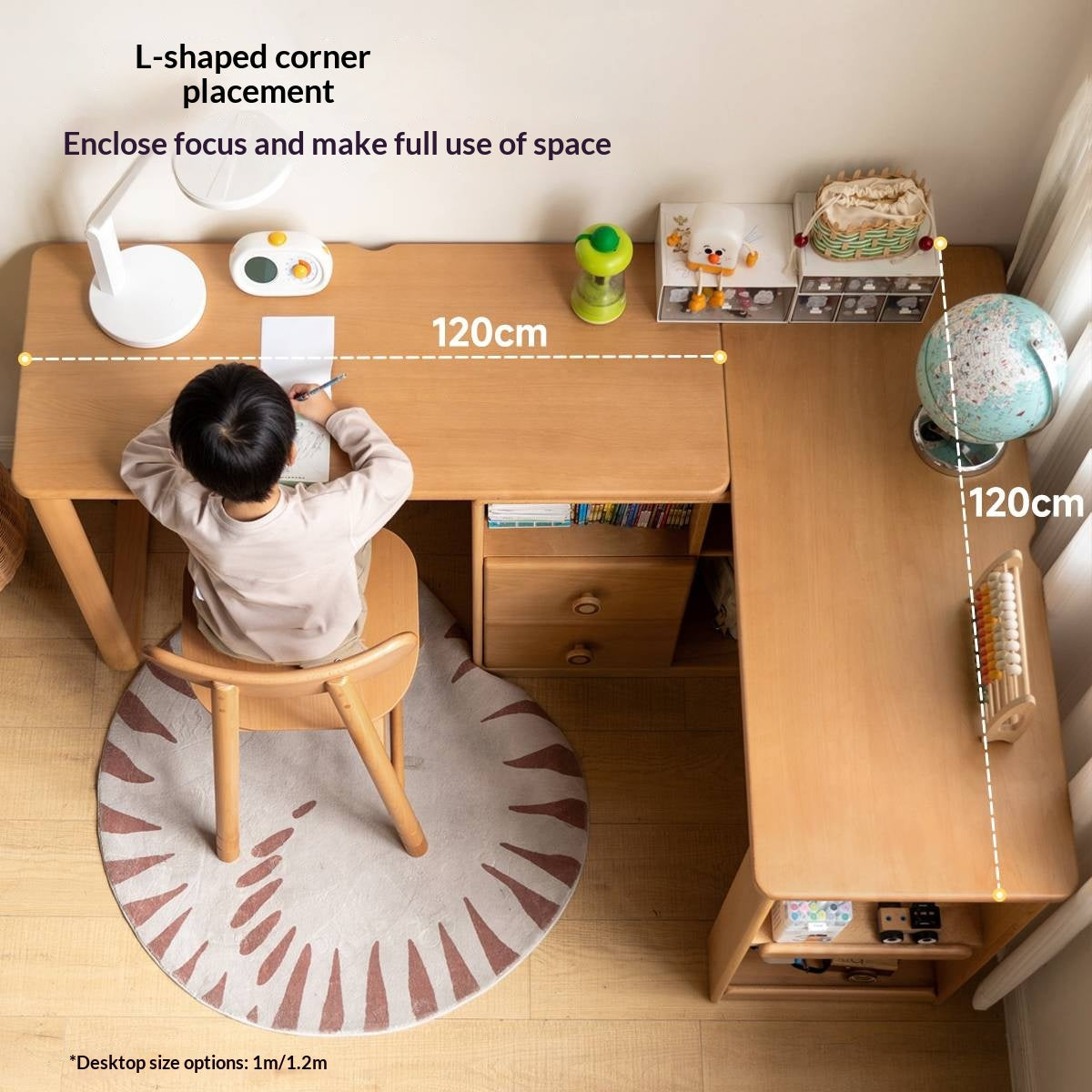 Beech Solid Wood Telescopic Student Writing Desk