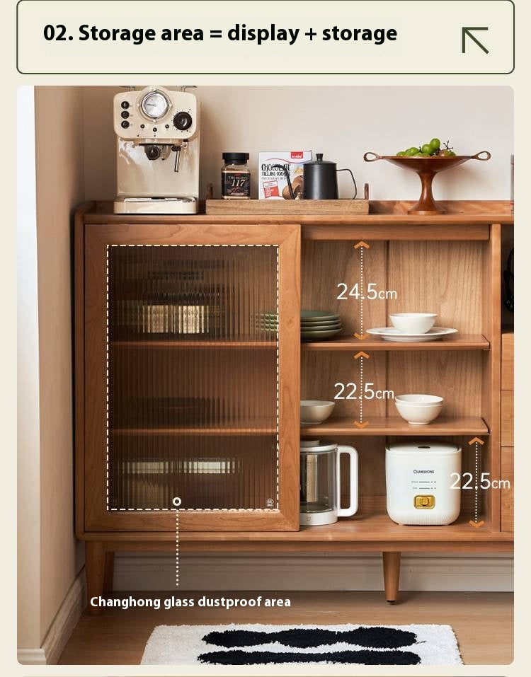 Cherry Solid Wood Ancient Style Ultra Thin Side Cabinet