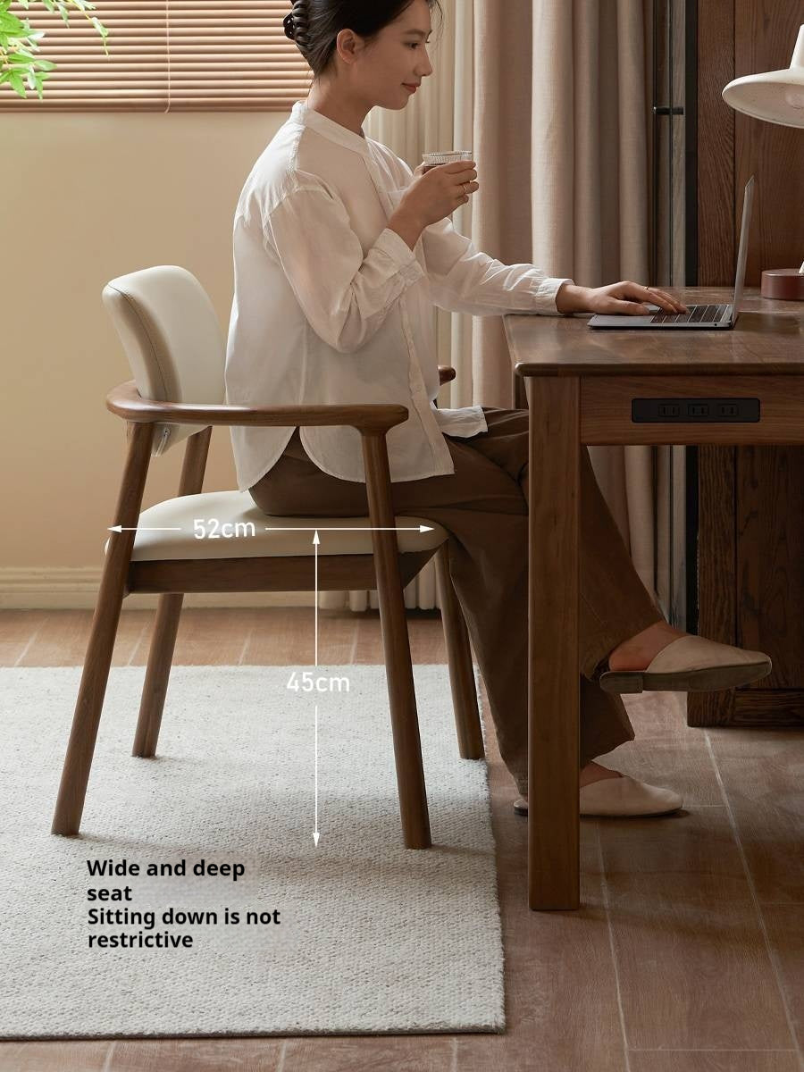 Black Walnut Solid Wood Dining Chair with Backrest