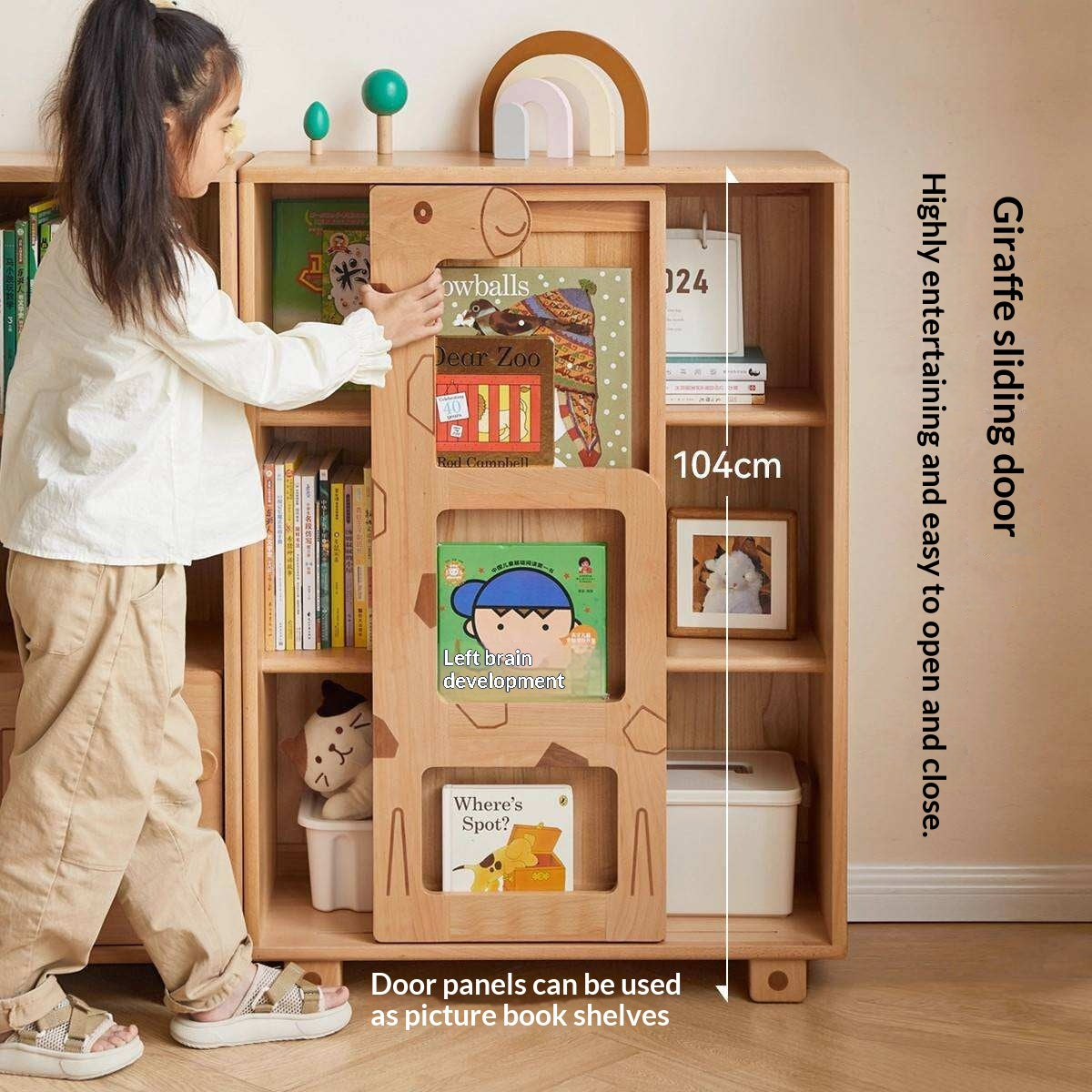 Oak Solid Wood Multi-Layer Children's Bookcase