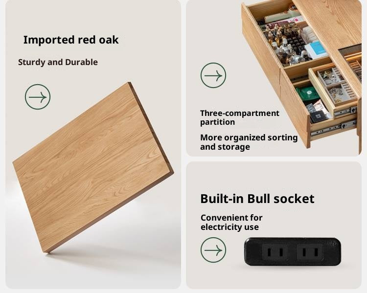 Oak Solid Wood Modern Minimalist Multifunctional Dressing Table