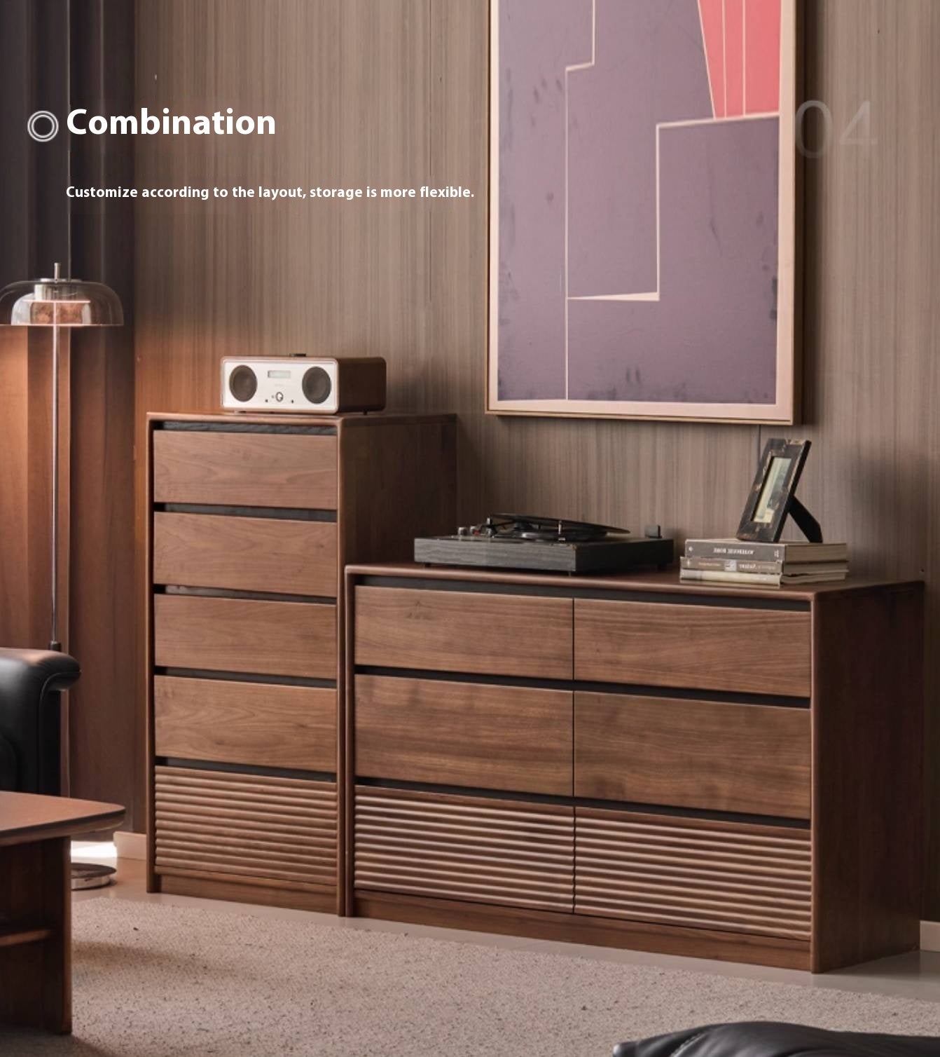 Black Walnut Solid Wood Italian Light Luxury Drawer