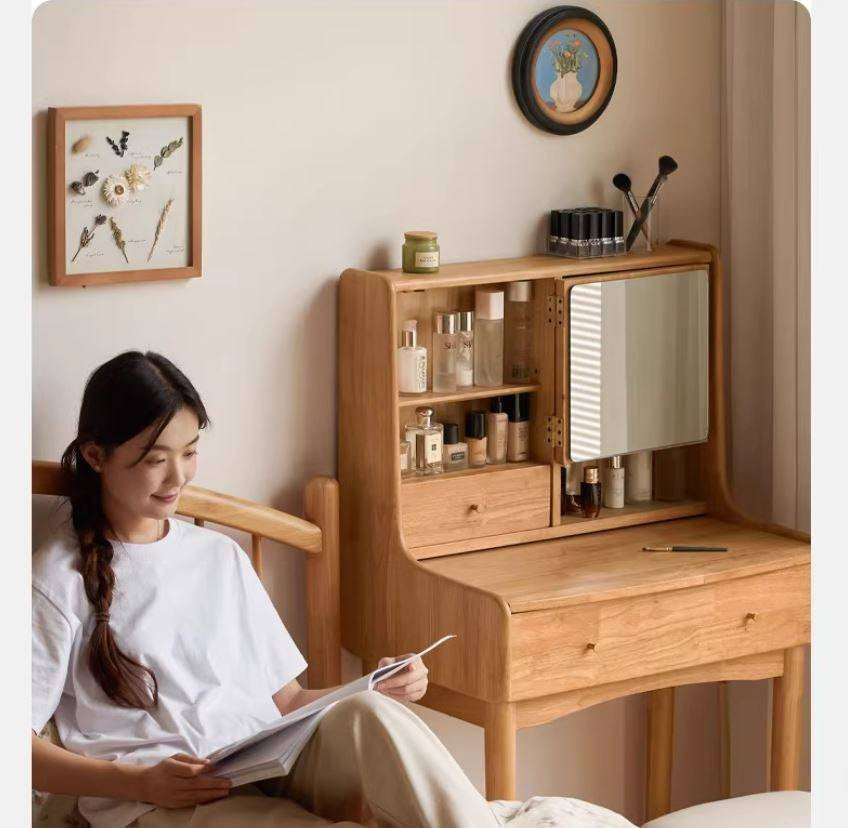 Solid RubberWood Extendable Modern Vanity Table