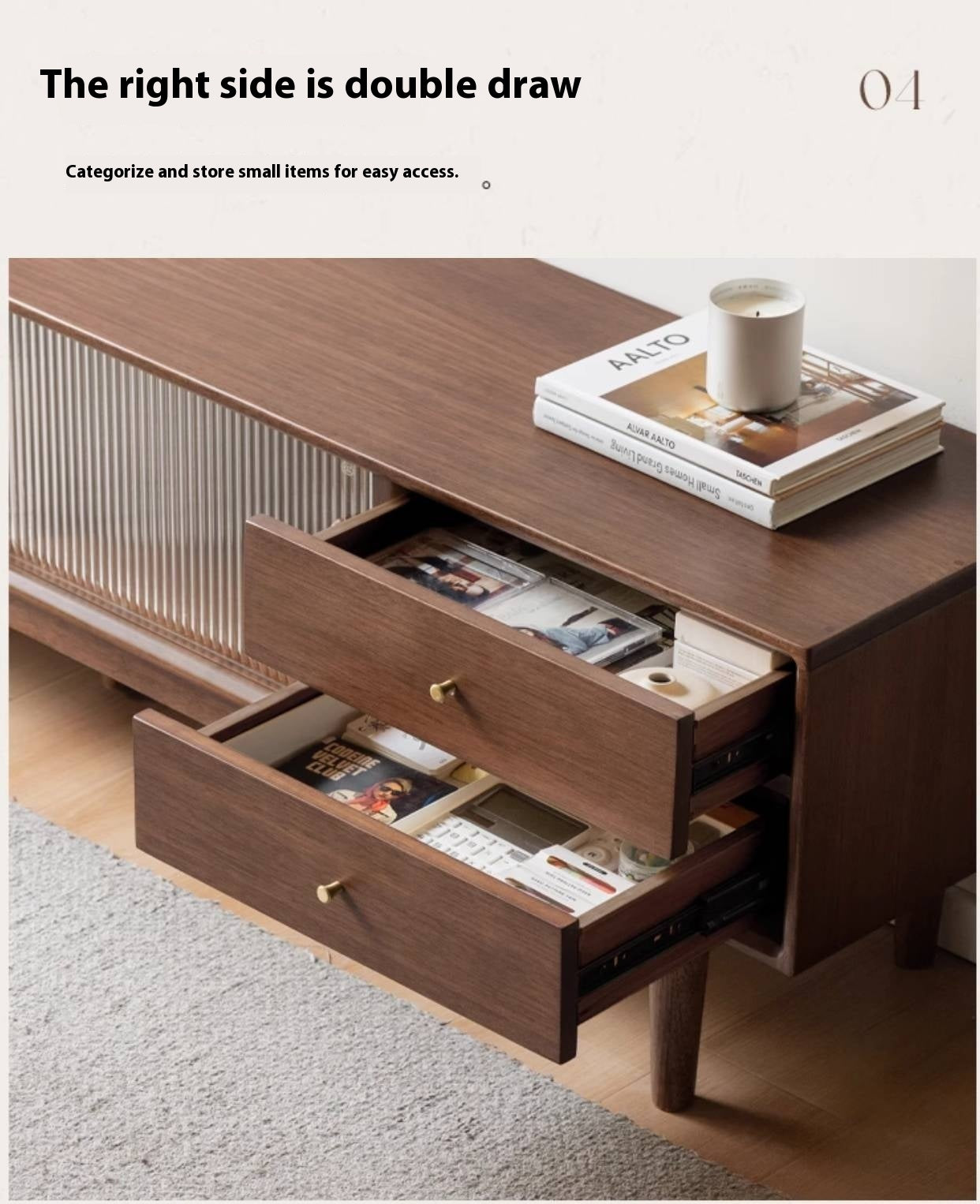 Sandalwood Solid Wood Modern TV Stand