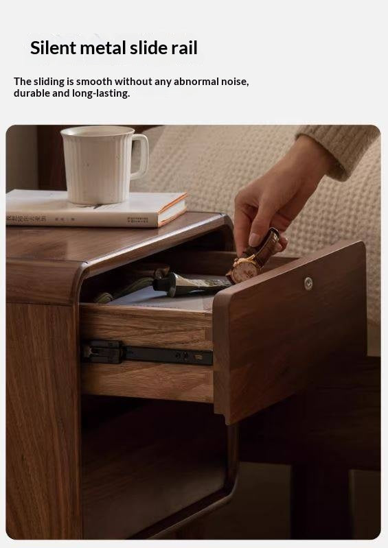 Black Walnut, Sandalwood Solid Wood Lockable Nightstand