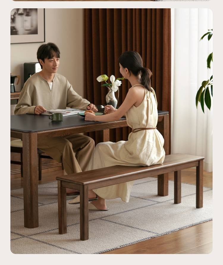 Black Walnut, Oak, Sandalwood, Ash, Solid Rubberwood Nordic Long Bench