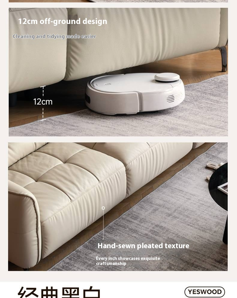 Leather High Back Straight Sofa,