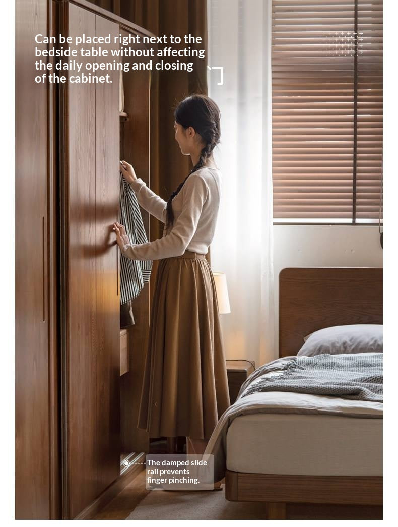 White Ash, Ash, Oak Solid Wood Wardrobe With Sliding Doors