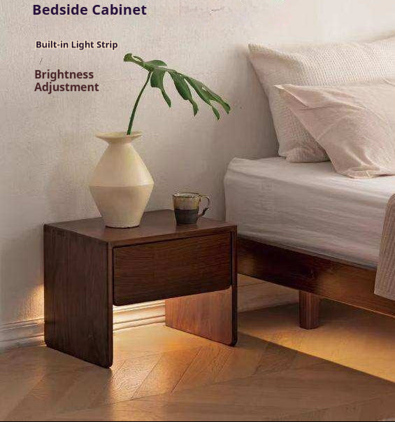 Black Walnut, Ash Solid Wood Simple Modern Nightstand