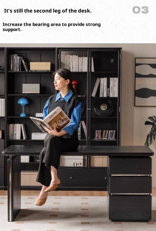 Oak Solid Wood Bauhaus Style Computer Desk
