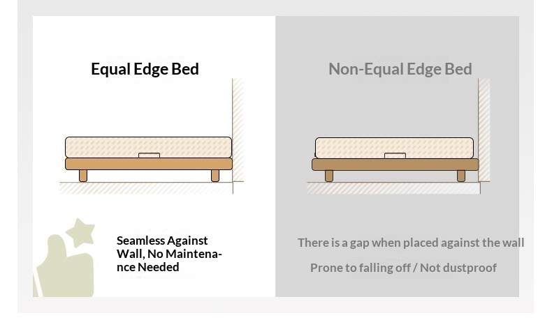 Oak Solid Wood Platform Box Bed, Headboard-Free Box Bed