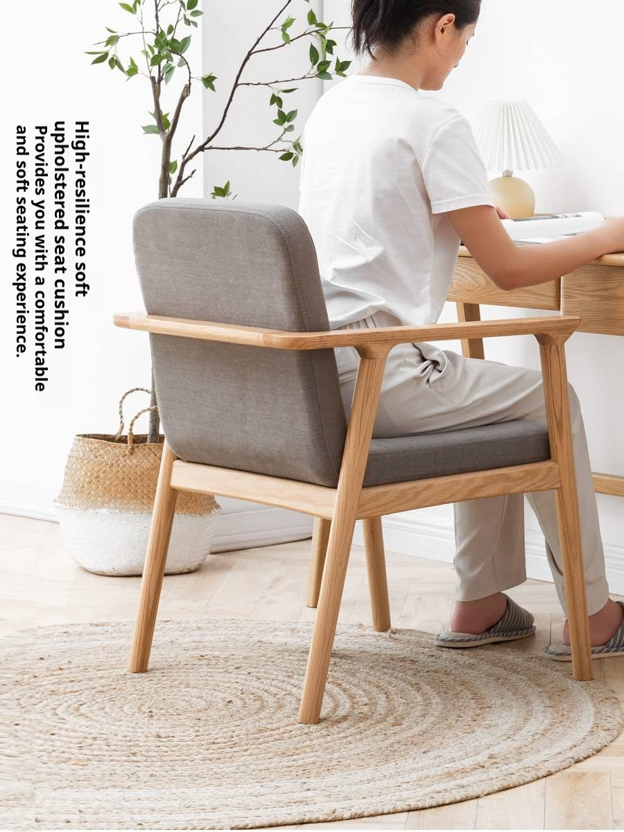 Oak Solid Wood Back Soft Dining Chair