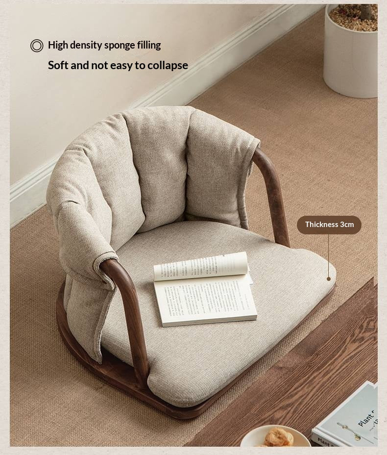 Black Walnut, Ash Solid Wood Tatami Soft Backrest Meditation Chair