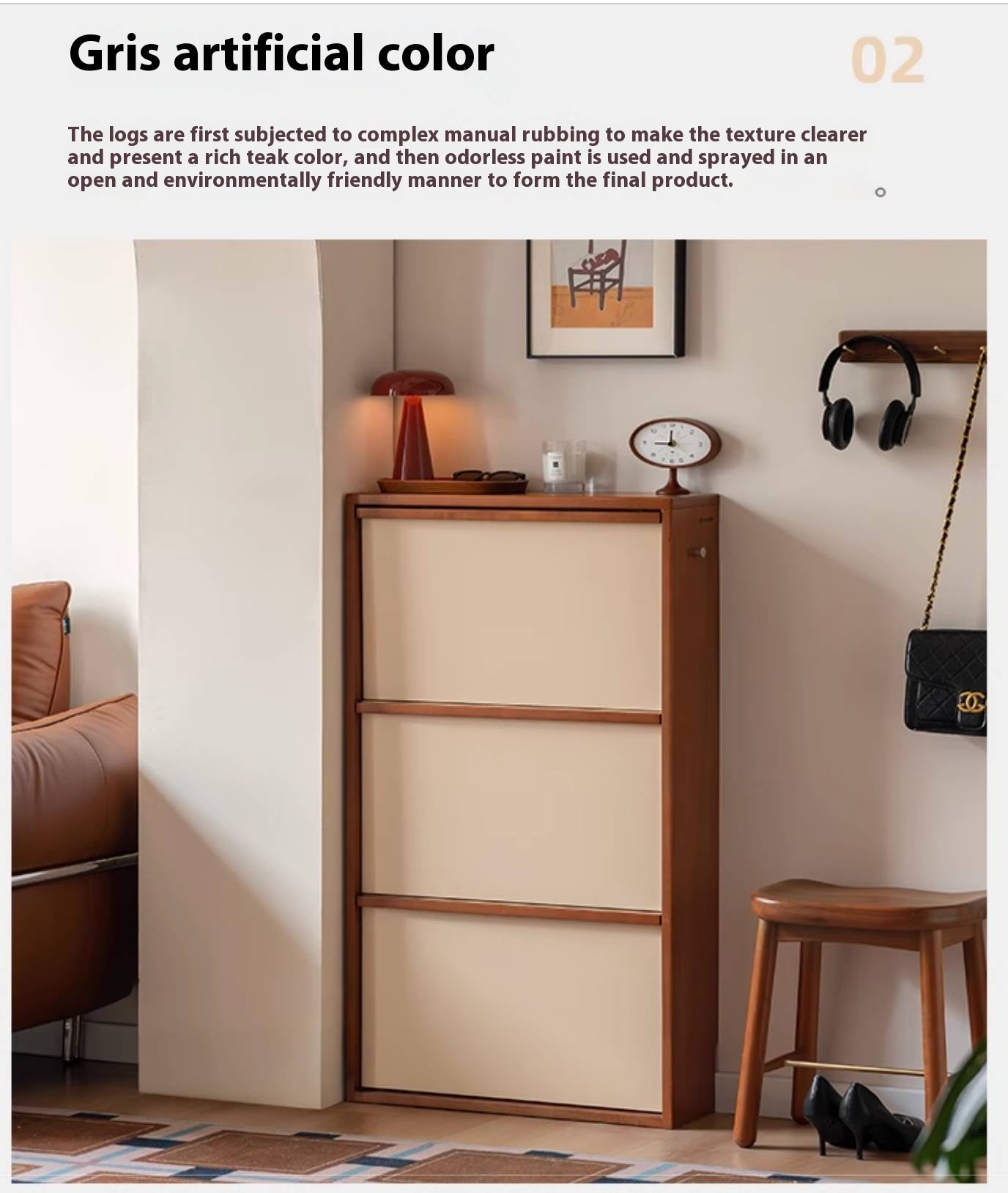 Poplar Solid Wood Middle Ages Style Shoe Cabinet