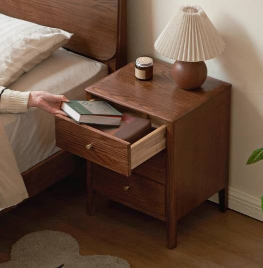 Oak Solid Wood Modern Minimalist Three-Drawer Nightstand