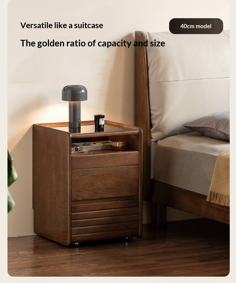 Oak Solid Wood Italian Light Luxury Nightstand