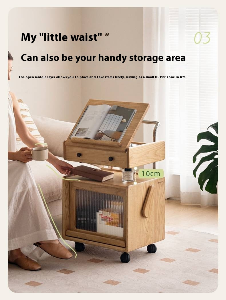 Ash Solid Wood Modern Style Mobile Side Table