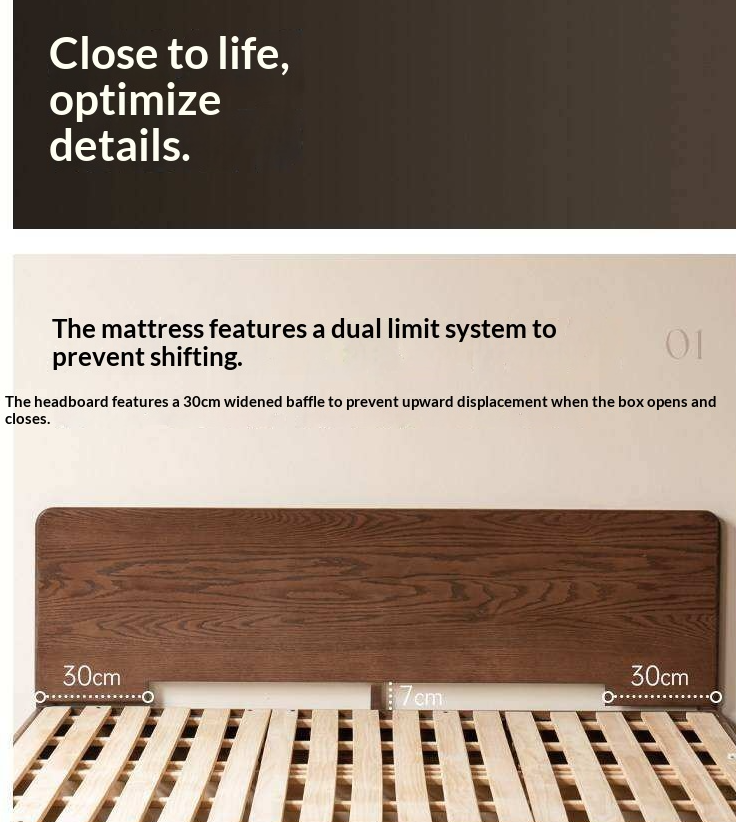 Oak Solid Wood Modern Simple Double Storage Box Bed