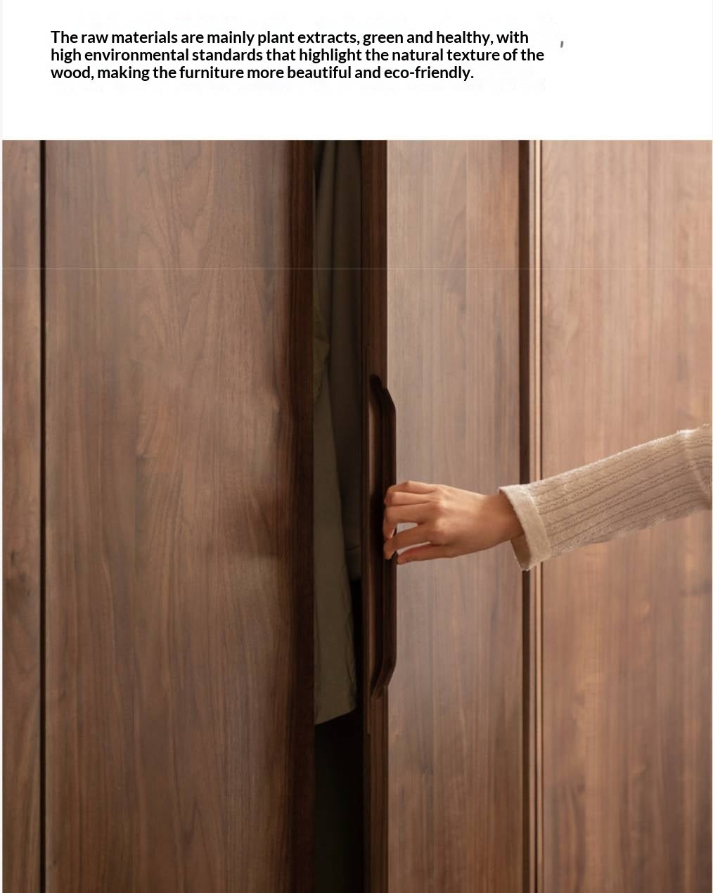 Black Walnut, Sandalwood Solid Wood Large Wardrobe