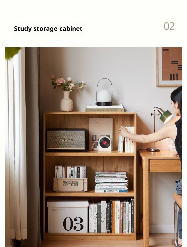 Solid Rubberwood Floor Standing Bookcase