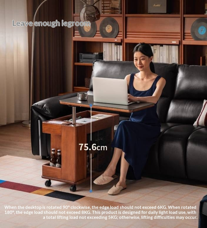 Poplar Solid Wood Elevating Rock Board Side Table