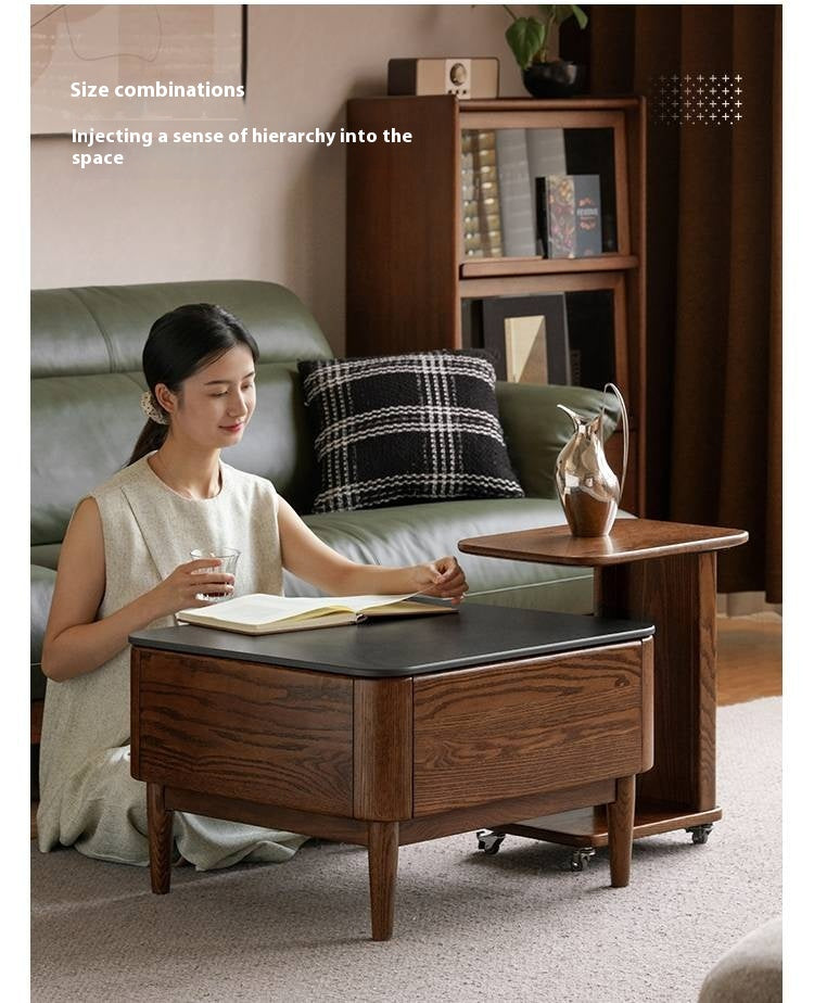 Oak Solid Wood Mobile Coffee Table