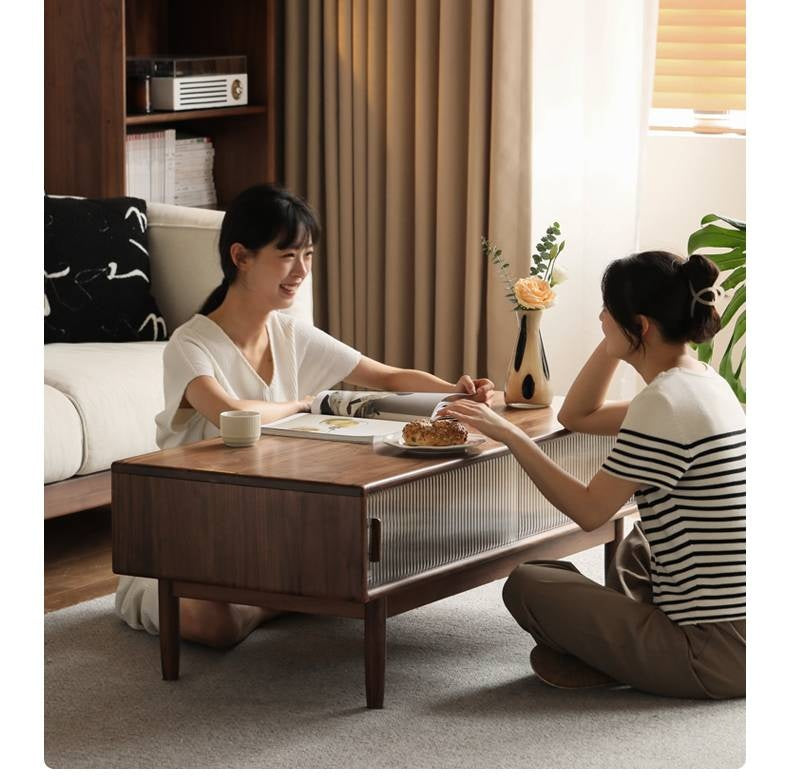 Black Walnut, Oak, Solid Rubberwood Solid Wood Modern Style Coffee Table