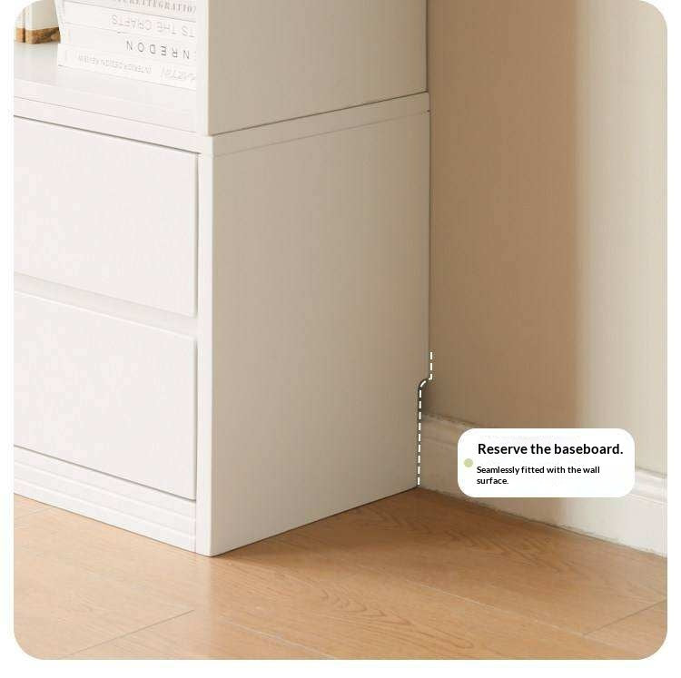 Solid Rubberwood Bookshelf Wall-To-Ceiling Shelf White Cream Style