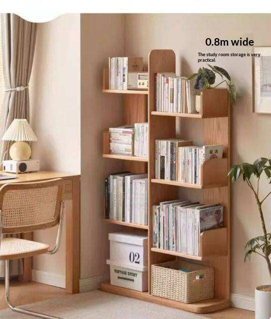 Oak Solid Wood Floor-Standing Bookshelf