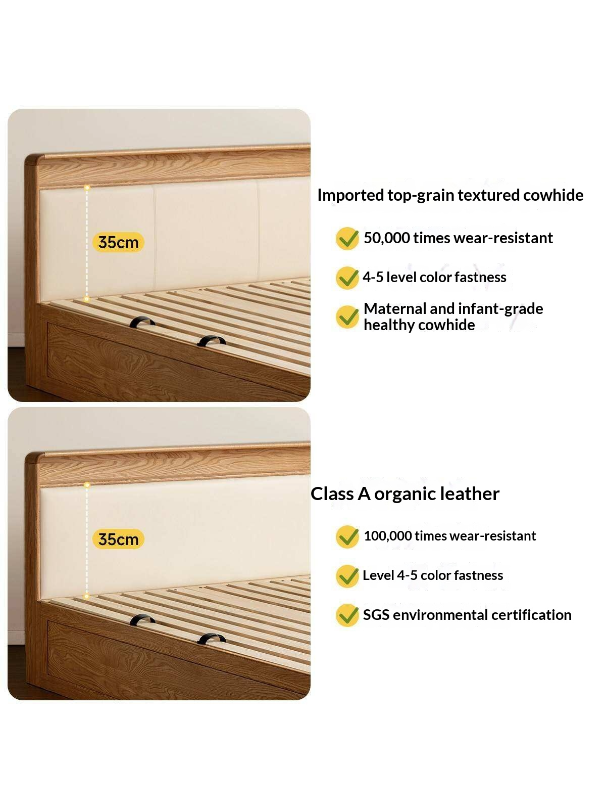 Oak Solid Wod Multifunctional Storage Bed with LED Light