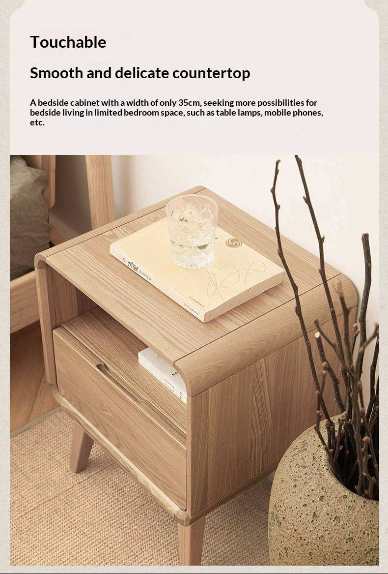 Ash Solid Wood Storage Modern Nightstand