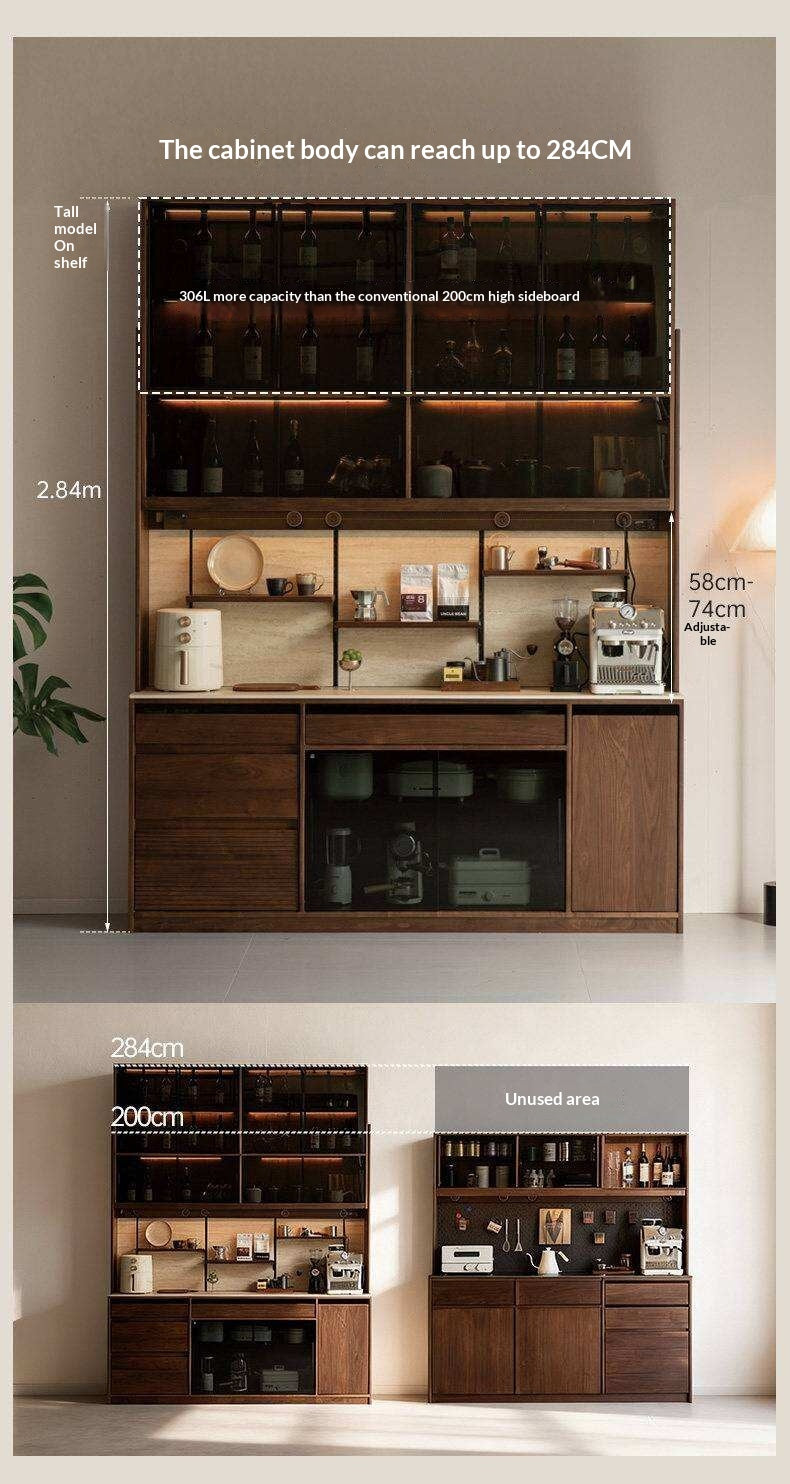 Black Walnut Solid Wood Rock Plate Wine Sideboard