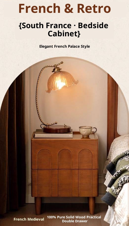 Poplar Solid Wood French Antique Style Nightstand