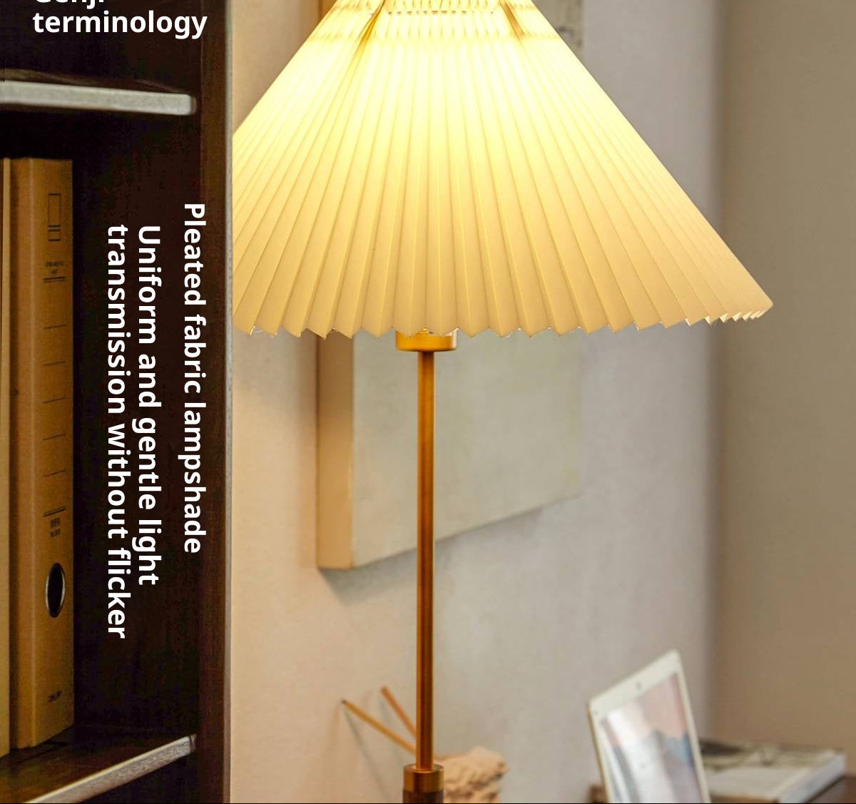 Ash Solid Wood Antique Floor Lamp With A Metal Base